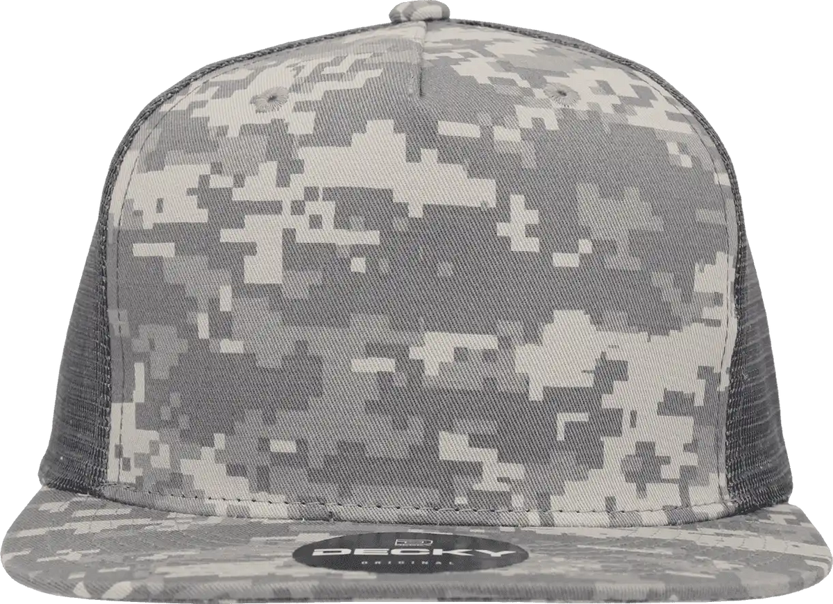 Decky 1040 Classic 5 Panel Cot. Trucker Cap - Army Digicam - one Size Fits Most
