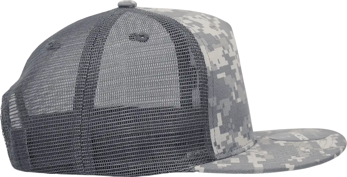 Decky 1040 Classic 5 Panel Cot. Trucker Cap - Army Digicam - one Size Fits Most