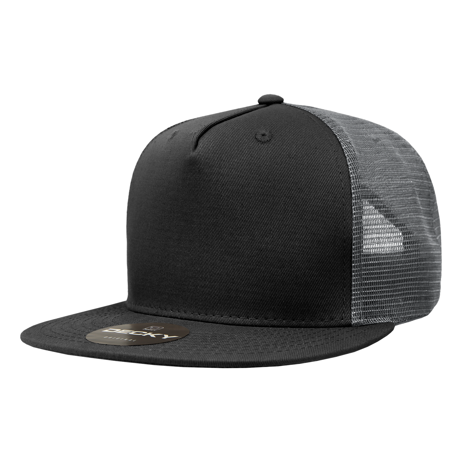 Decky 1040 Classic 5 Panel Cot. Trucker Cap - Black Charcoal