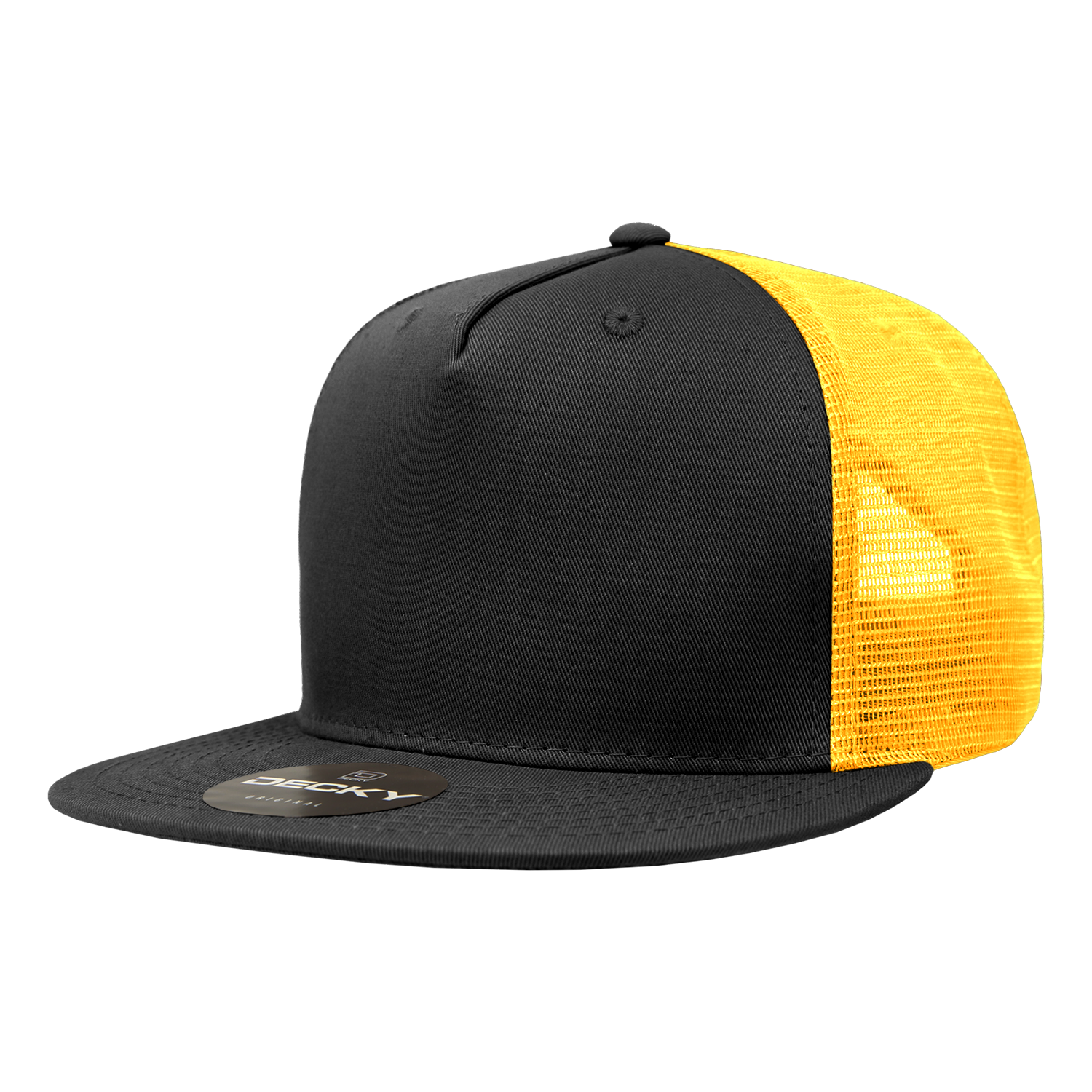 Decky 1040 Classic 5 Panel Cot. Trucker Cap - Black Gold