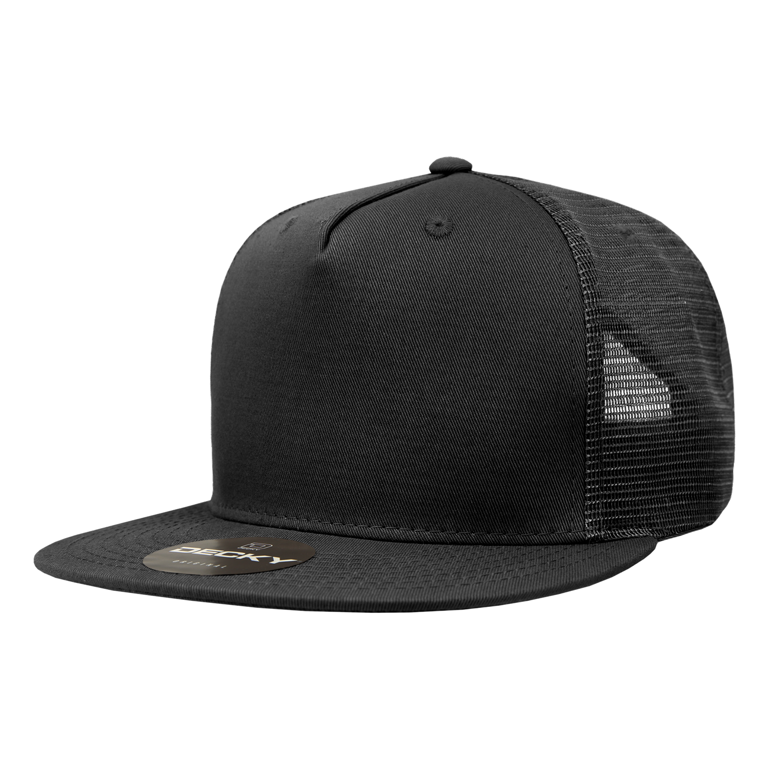Decky 1040 Classic 5 Panel Cot. Trucker Cap - Black
