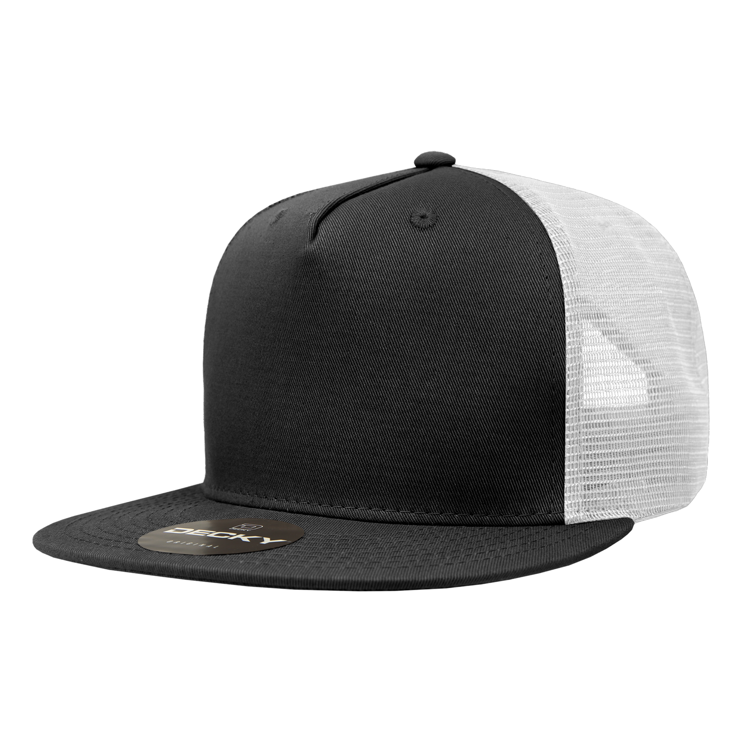 Decky 1040 Classic 5 Panel Cot. Trucker Cap - Black White