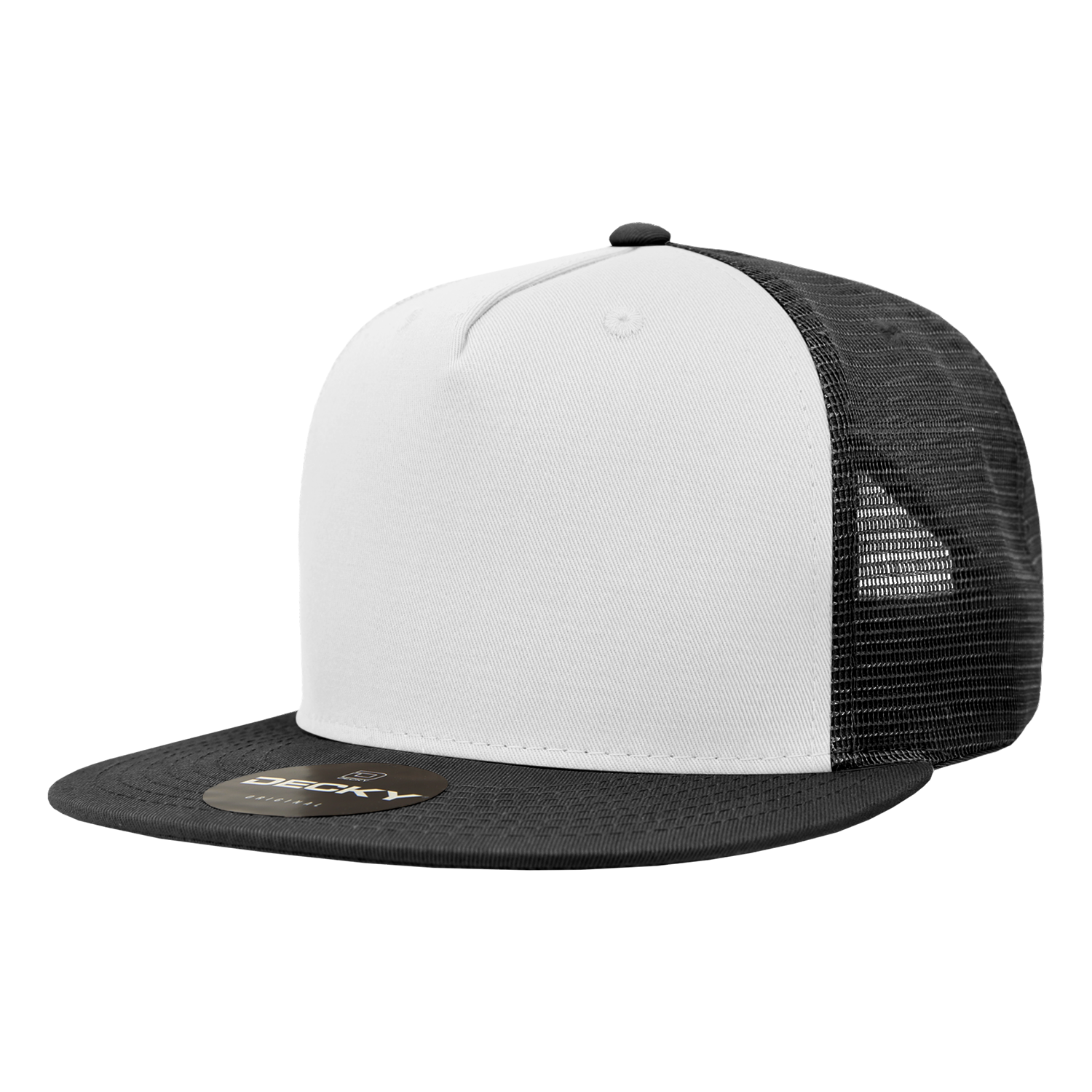 Decky 1040 Classic 5 Panel Cot. Trucker Cap - Black White