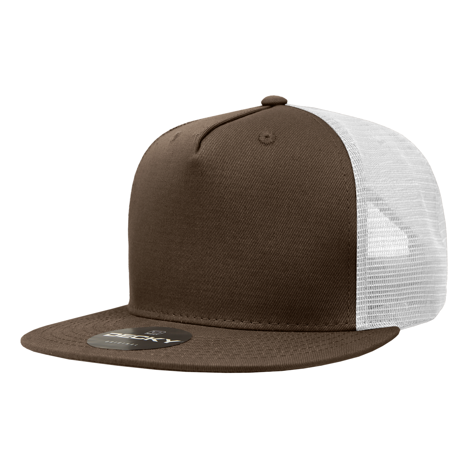 Decky 1040 Classic 5 Panel Cot. Trucker Cap - Brown White