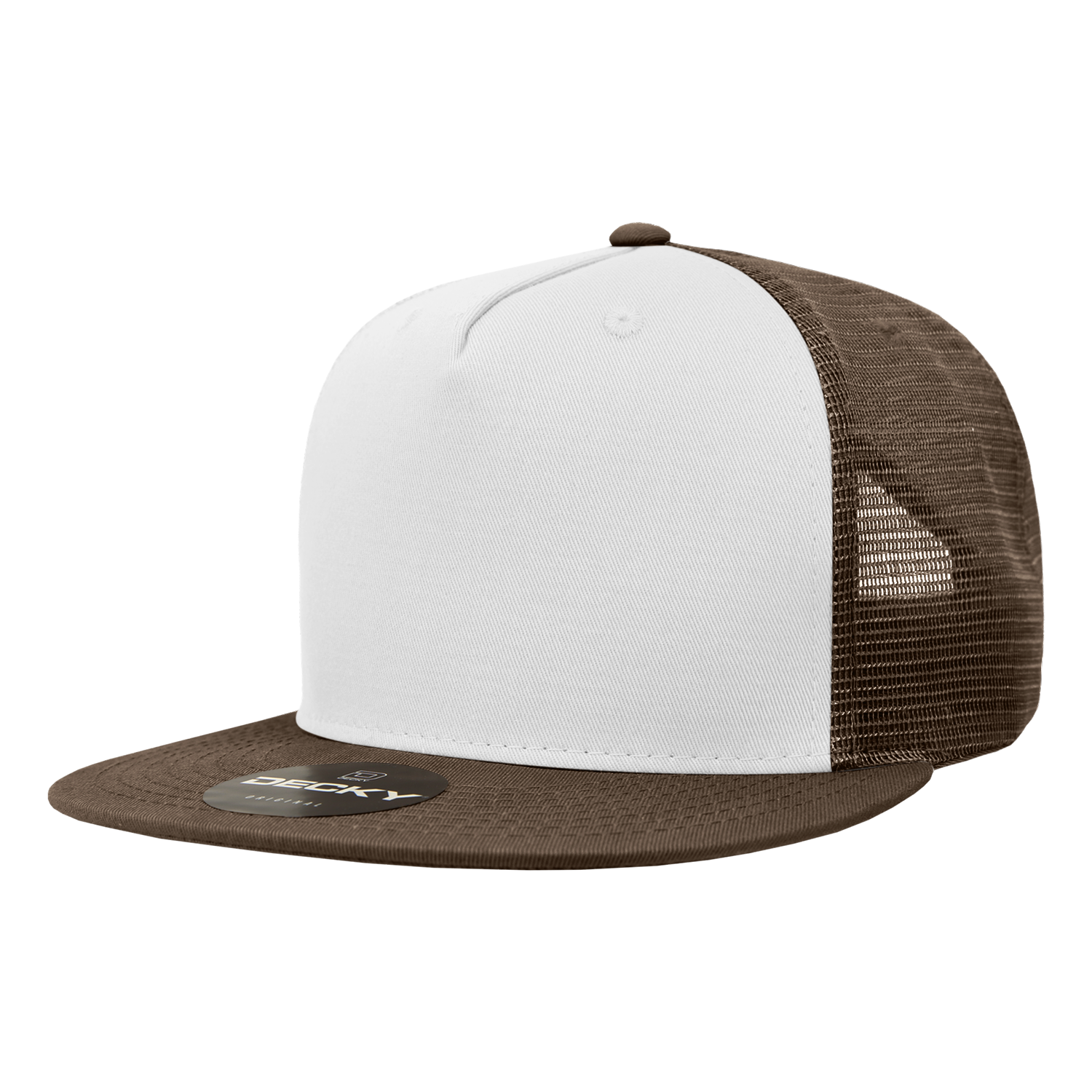 Decky 1040 Classic 5 Panel Cot. Trucker Cap - Brown White