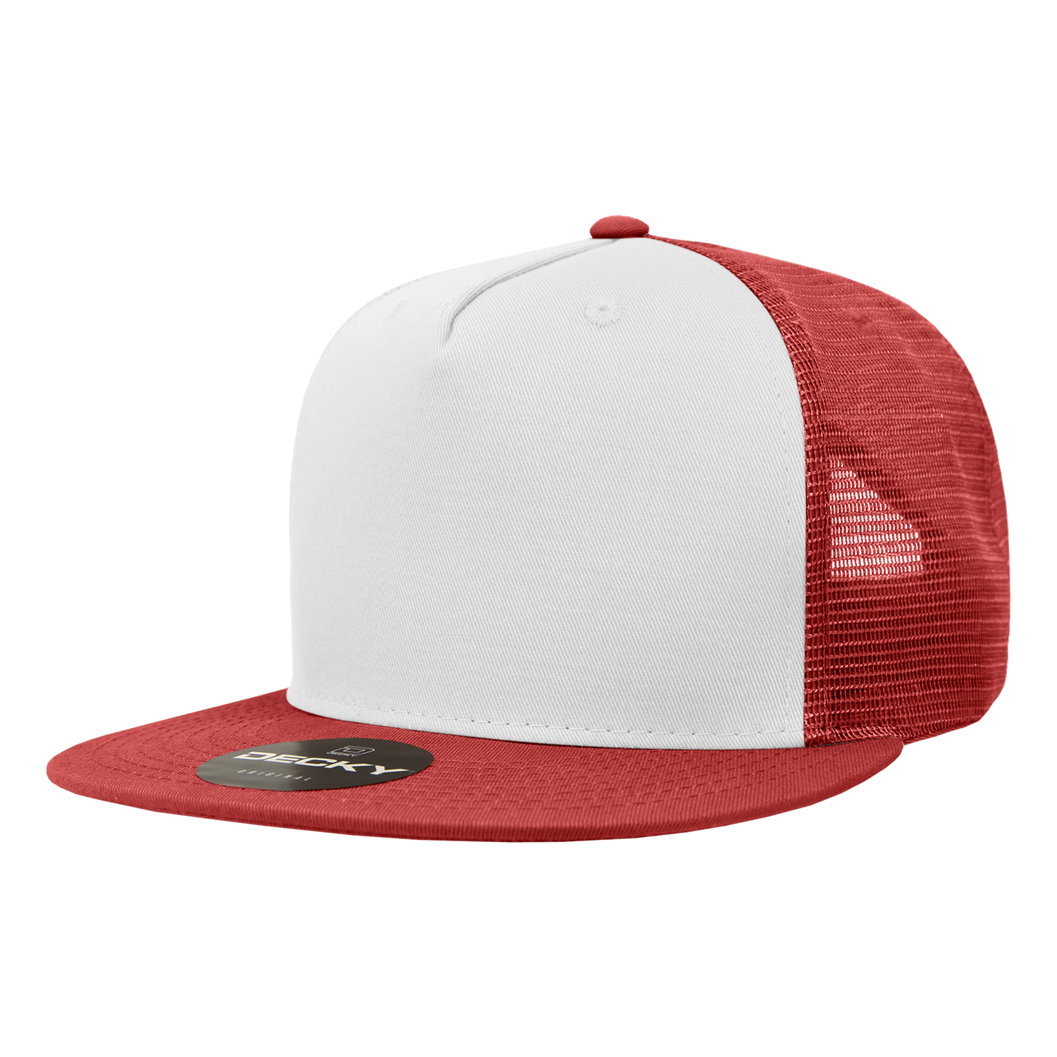 Decky 1040 Classic 5 Panel Cot. Trucker Cap - Cardinal White