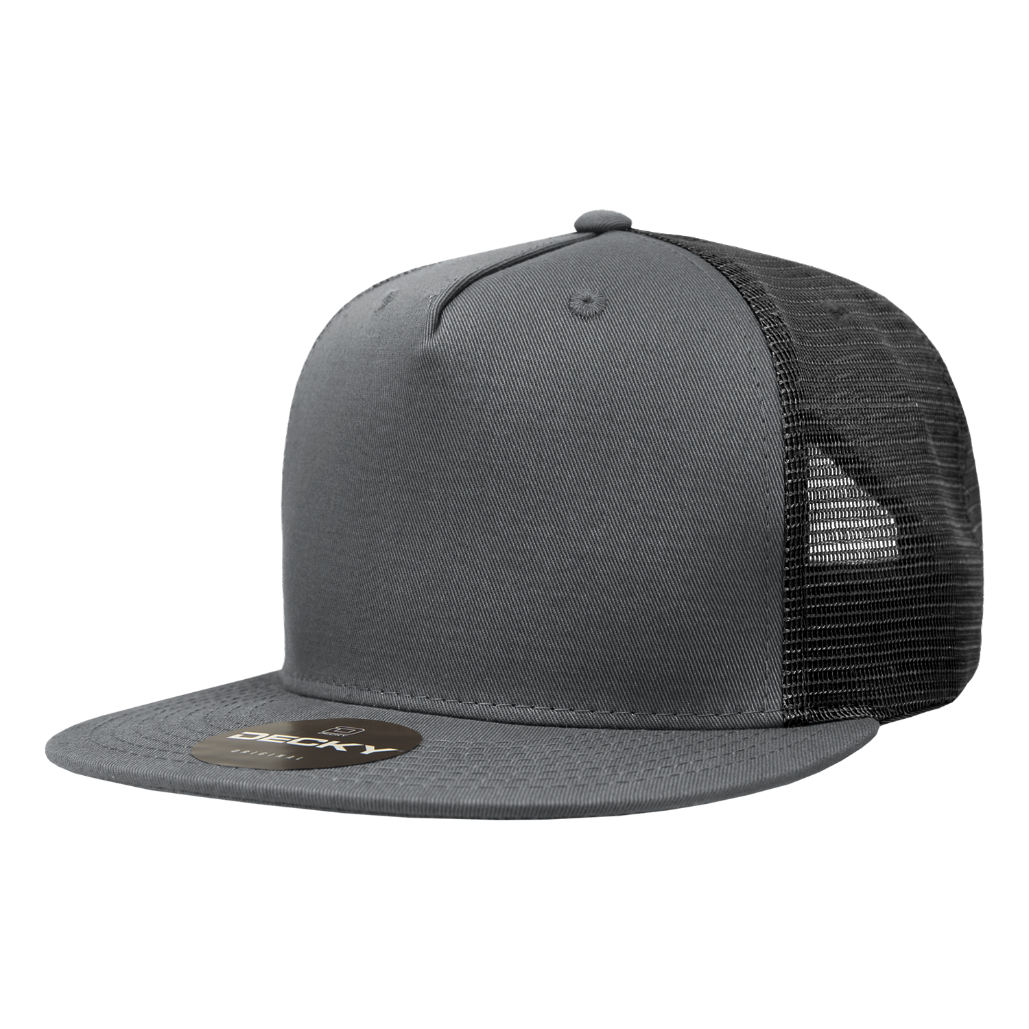 Decky 1040 Classic 5 Panel Cot. Trucker Cap - Charcoal Black