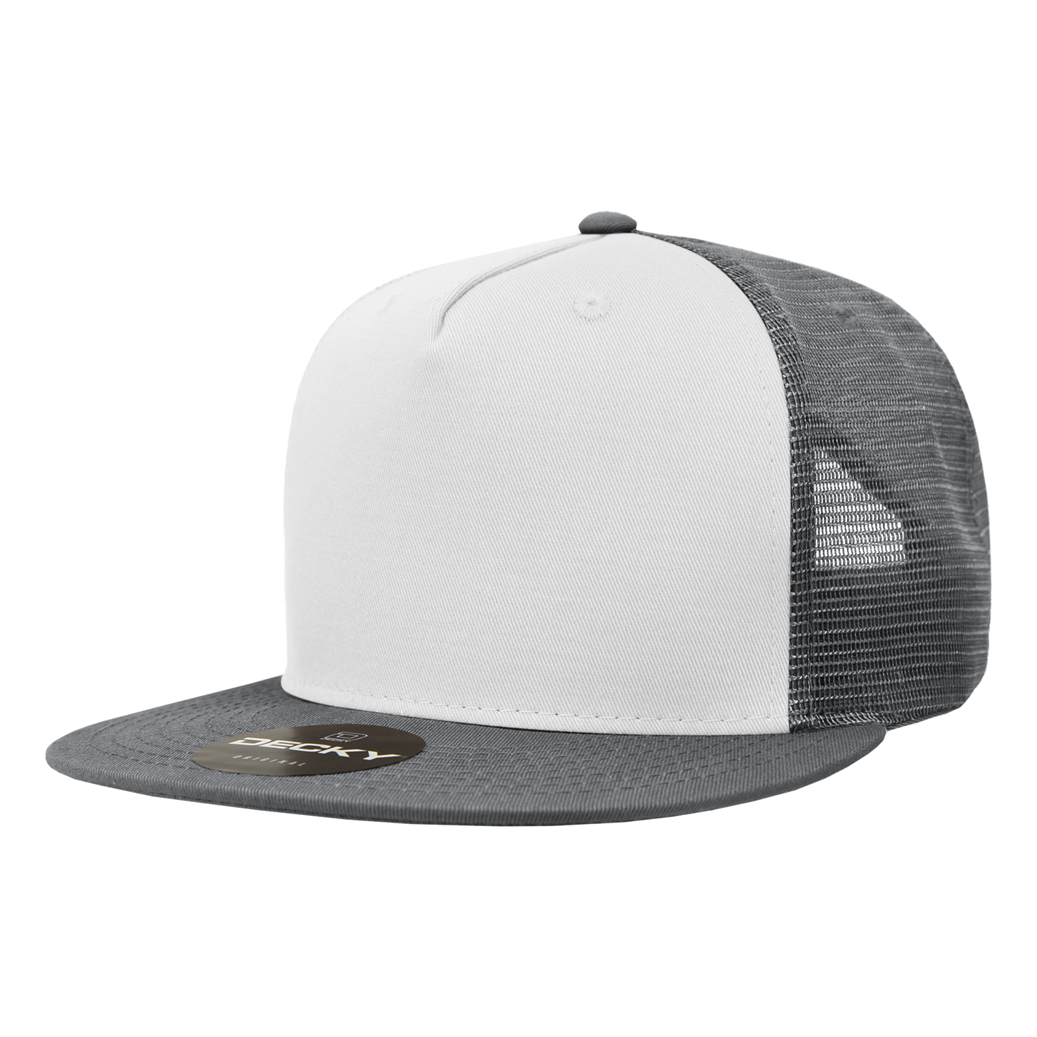 Decky 1040 Classic 5 Panel Cot. Trucker Cap - Charcoal White