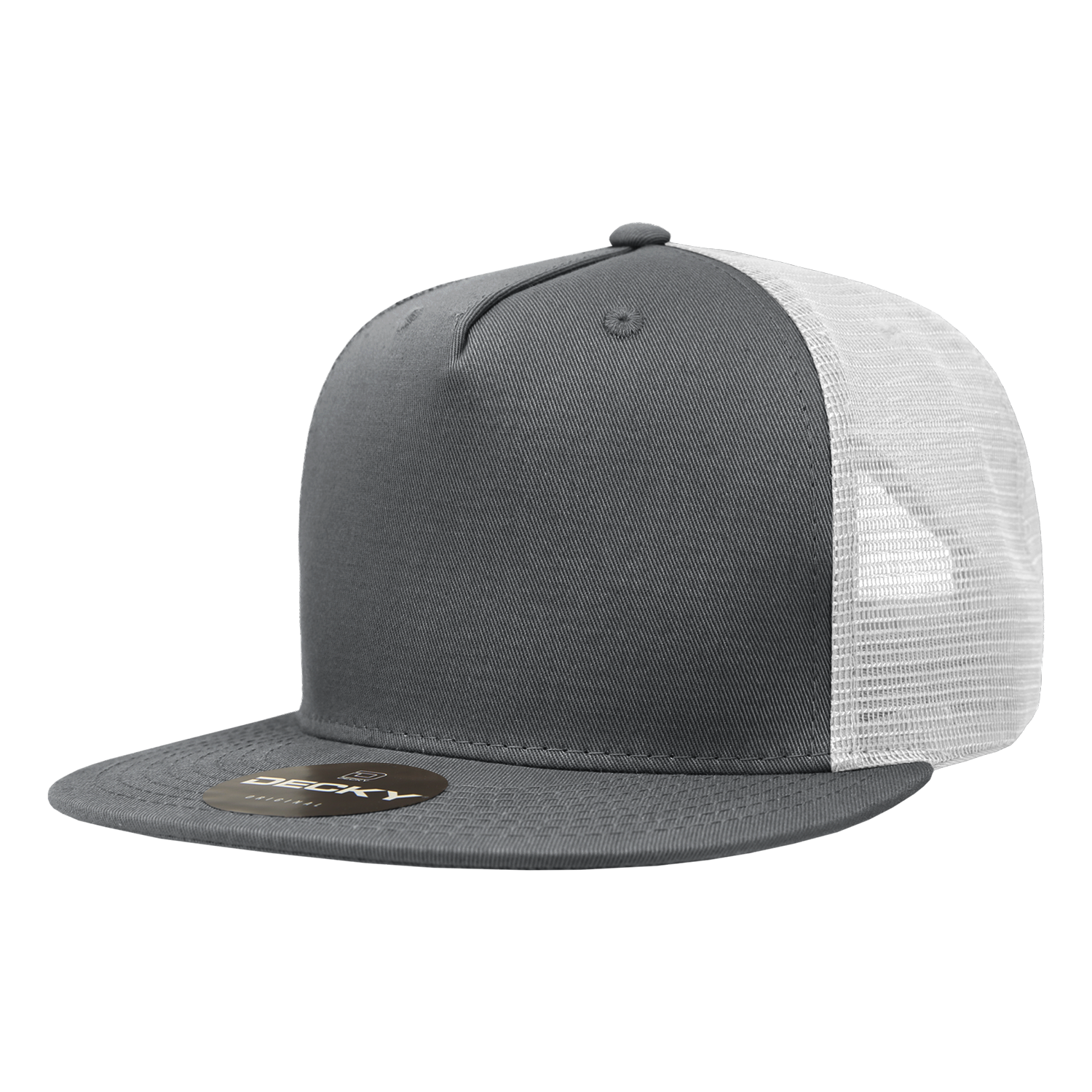 Decky 1040 Classic 5 Panel Cot. Trucker Cap - Charcoal White