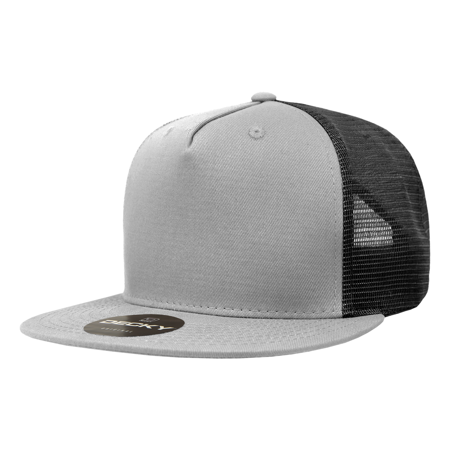Decky 1040 Classic 5 Panel Cot. Trucker Cap - Grey Black
