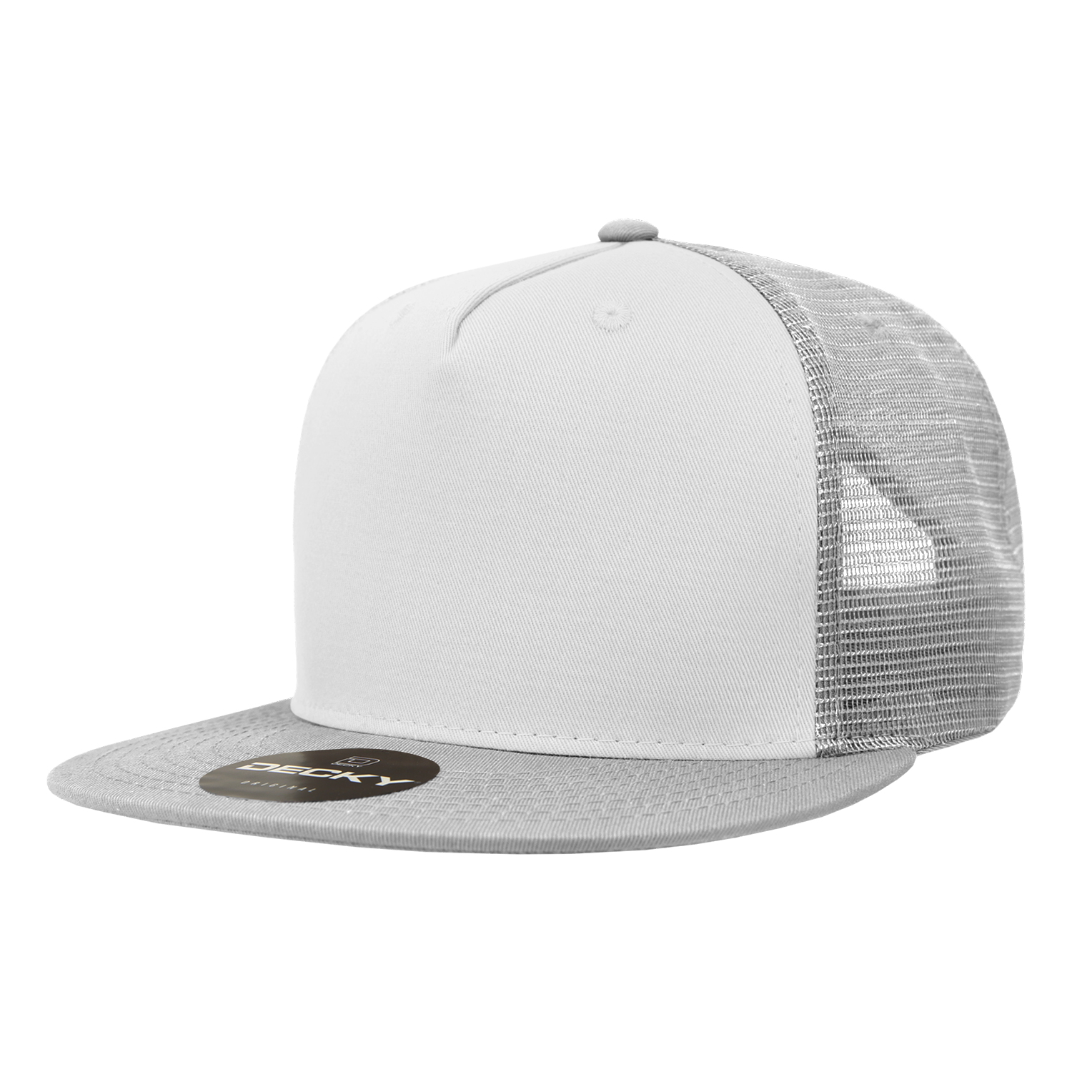 Decky 1040 Classic 5 Panel Cot. Trucker Cap - Grey White