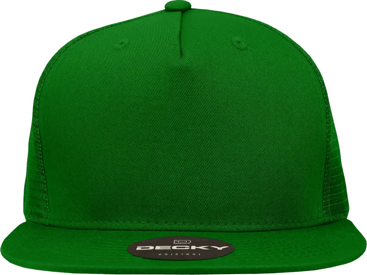 Decky 1040 Classic 5 Panel Cot. Trucker Cap - Kelly - one Size Fits Most