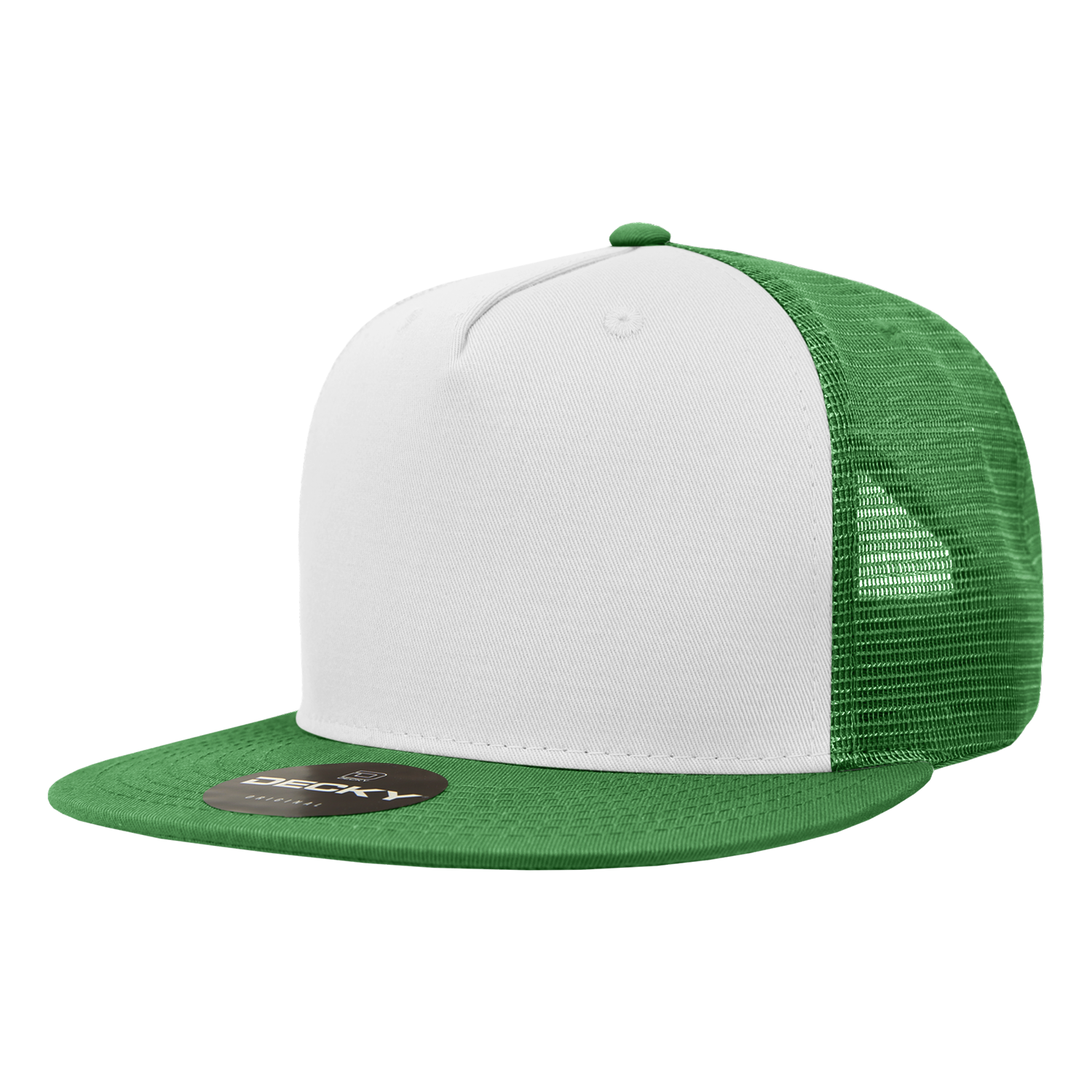 Decky 1040 Classic 5 Panel Cot. Trucker Cap - Kelly White