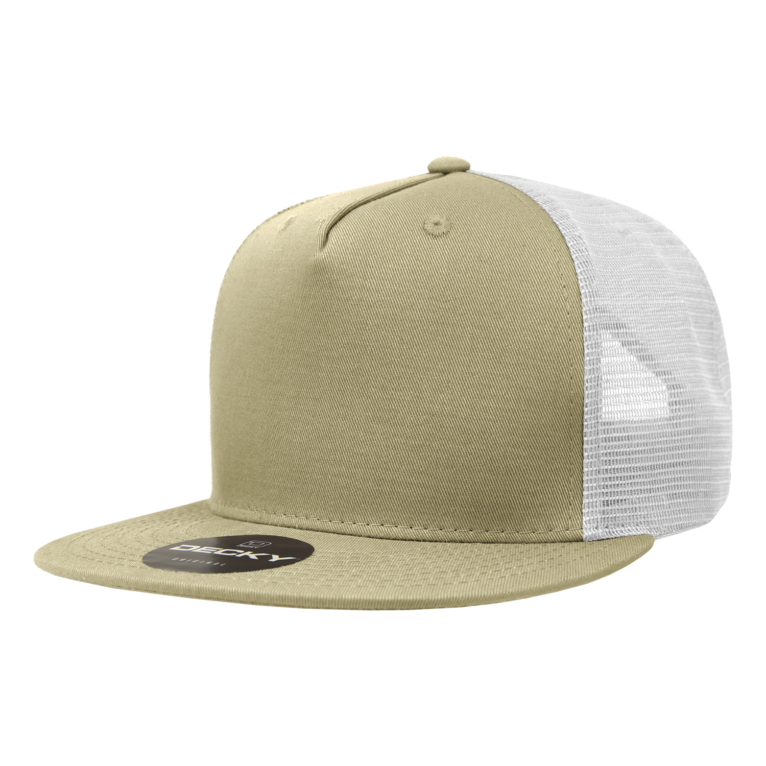 Decky 1040 Classic 5 Panel Cot. Trucker Cap - Khaki White