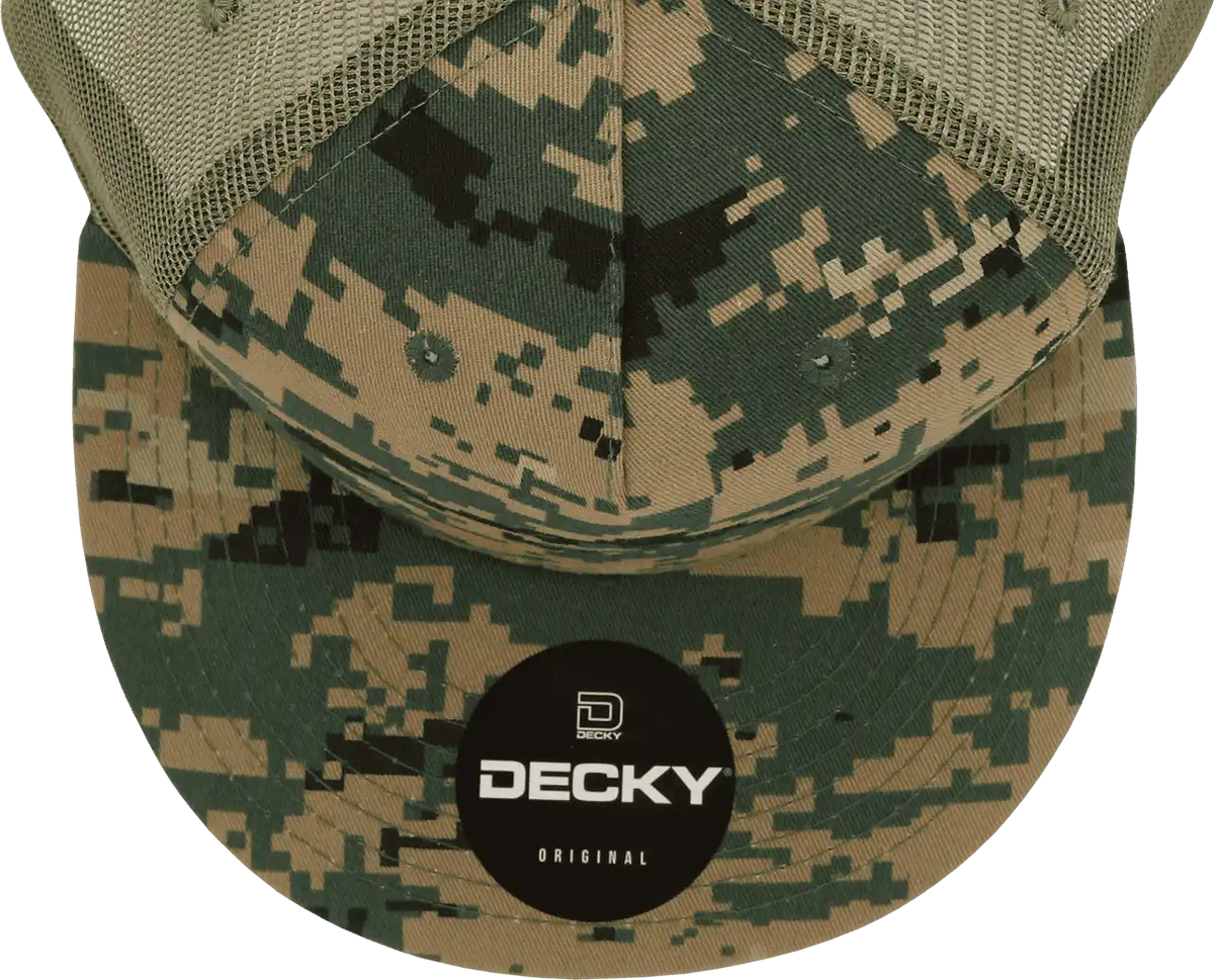 Decky 1040 Classic 5 Panel Cot. Trucker Cap Mcu Camo / one Size Fits Most