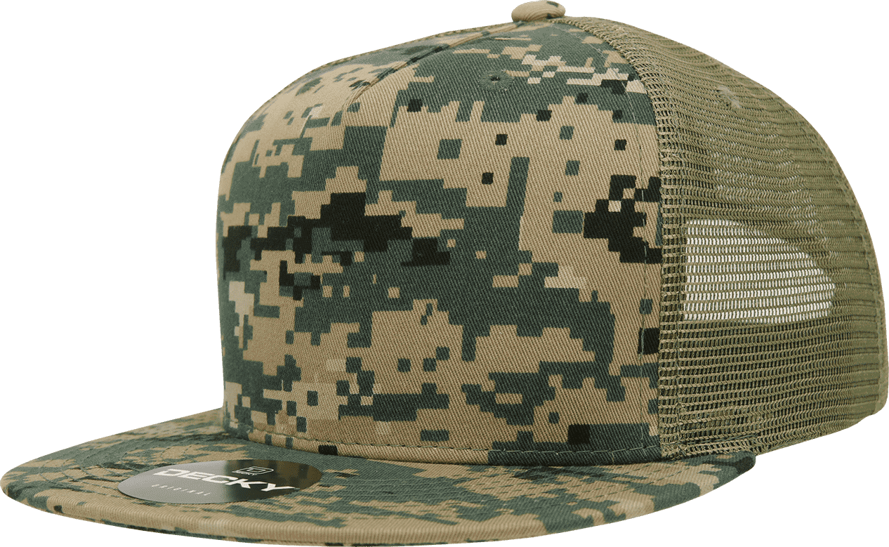Decky 1040 Classic 5 Panel Cot. Trucker Cap - Mcu Camo - one Size Fits Most