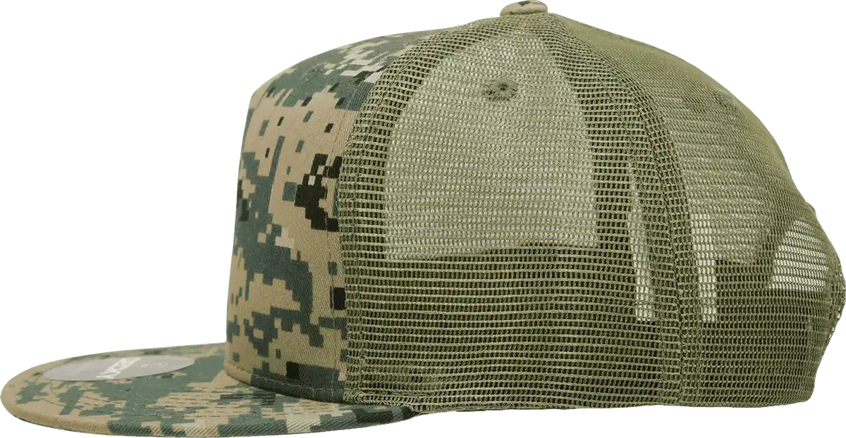 Decky 1040 Classic 5 Panel Cot. Trucker Cap Mcu Camo / one Size Fits Most