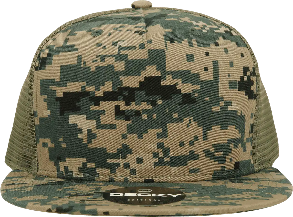 Decky 1040 Classic 5 Panel Cot. Trucker Cap Mcu Camo / one Size Fits Most