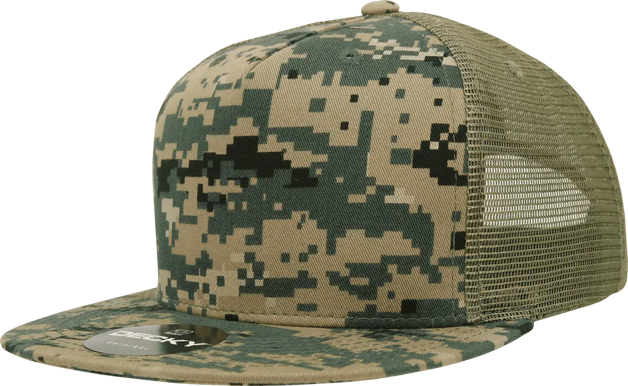 Decky 1040 Classic 5 Panel Cot. Trucker Cap - Mcu Camo - one Size Fits Most