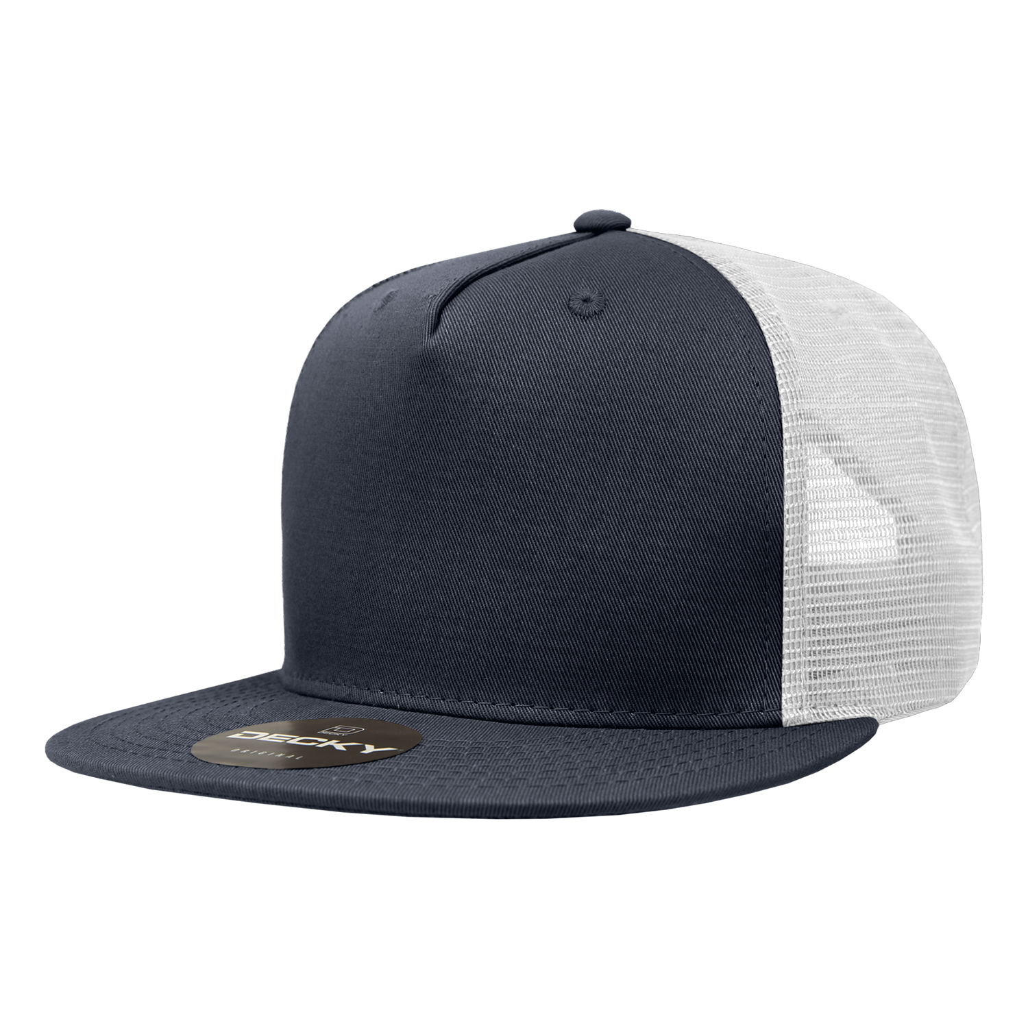Decky 1040 Classic 5 Panel Cot. Trucker Cap - Navy White