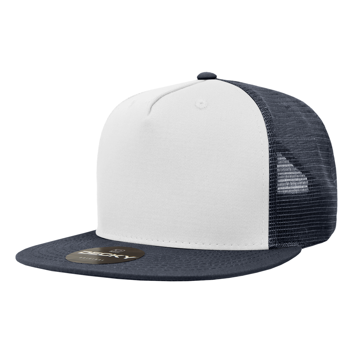 Decky 1040 Classic 5 Panel Cot. Trucker Cap - Navy White