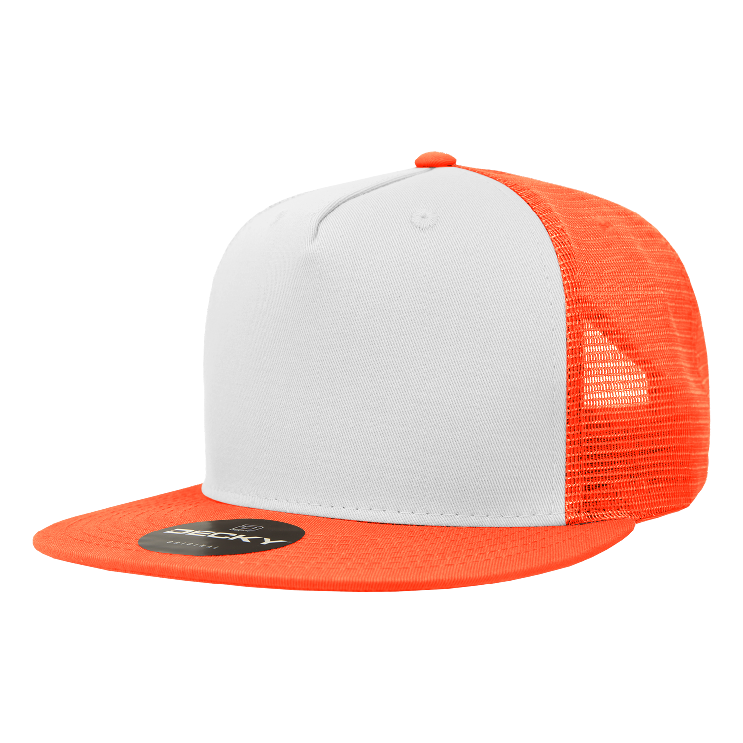 Decky 1040 Classic 5 Panel Cot. Trucker Cap - Orange White