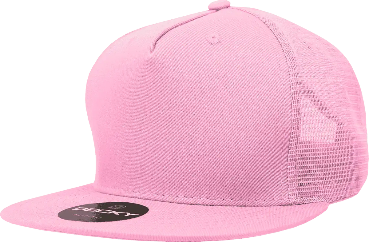 Decky 1040 Classic 5 Panel Cot. Trucker Cap - Pink - one Size Fits Most