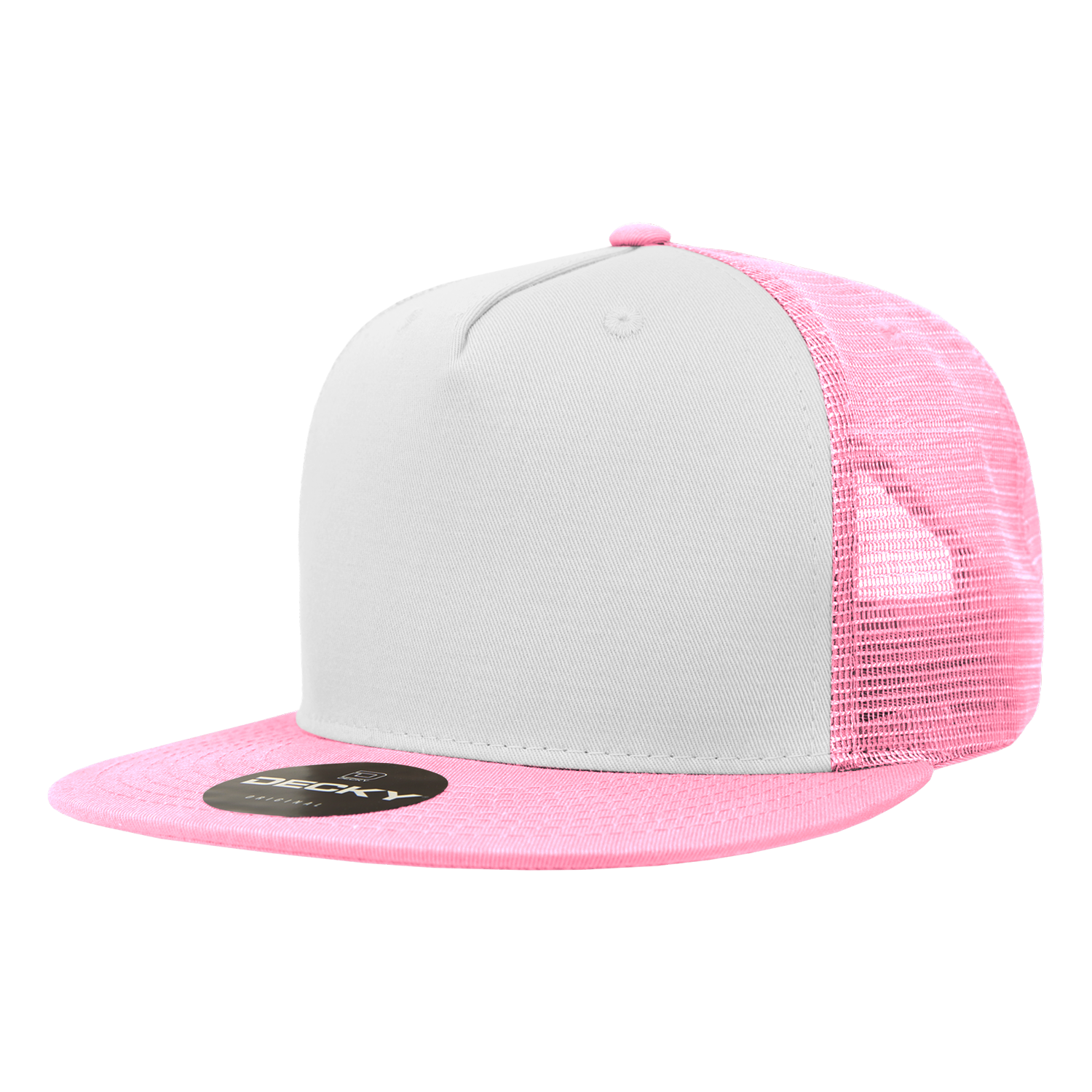 Decky 1040 Classic 5 Panel Cot. Trucker Cap - Pink White