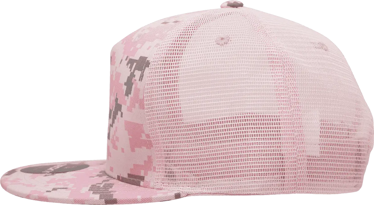 Decky 1040 Classic 5 Panel Cot. Trucker Cap - Pkd Camo Pink - one Size Fits Most