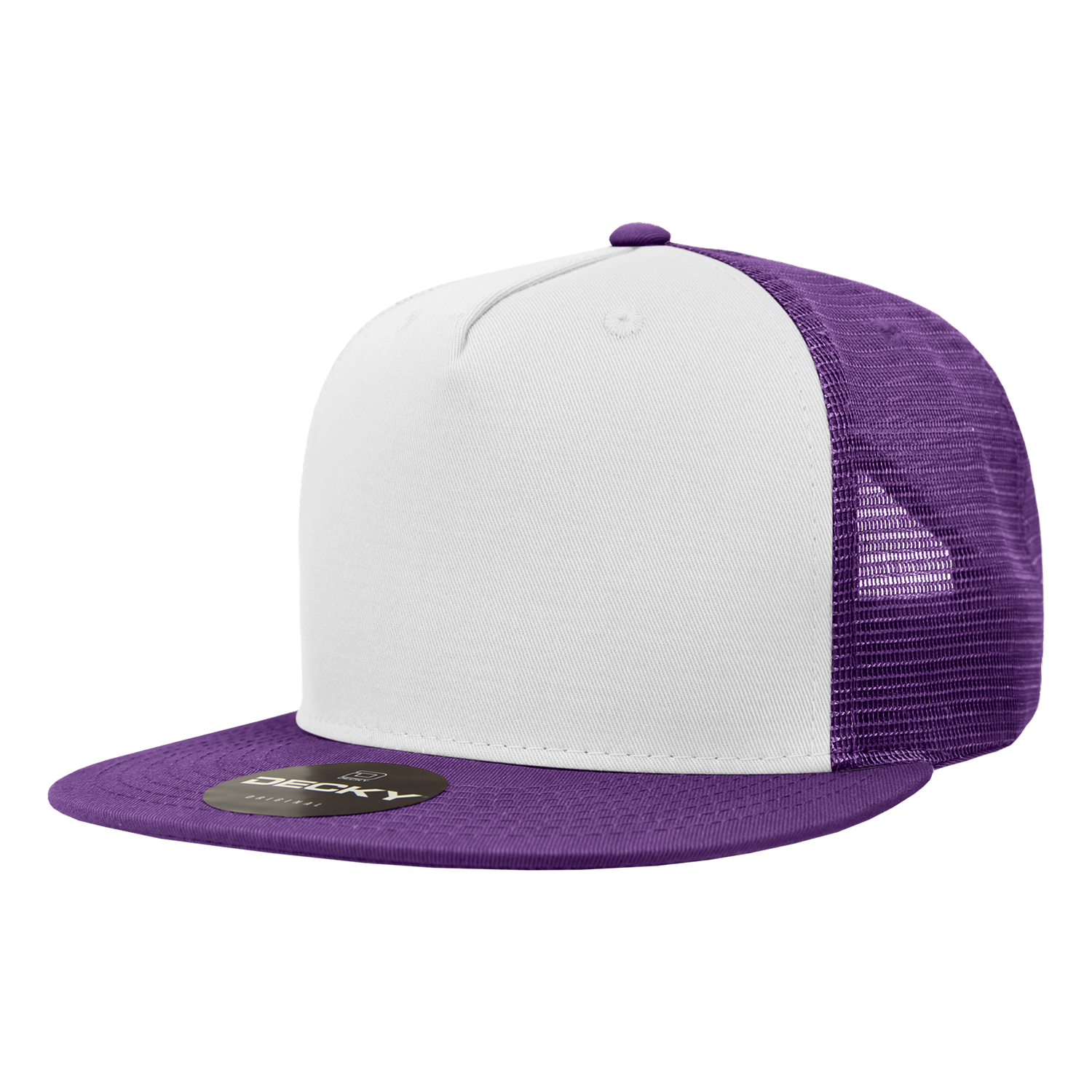 Decky 1040 Classic 5 Panel Cot. Trucker Cap - Purple White