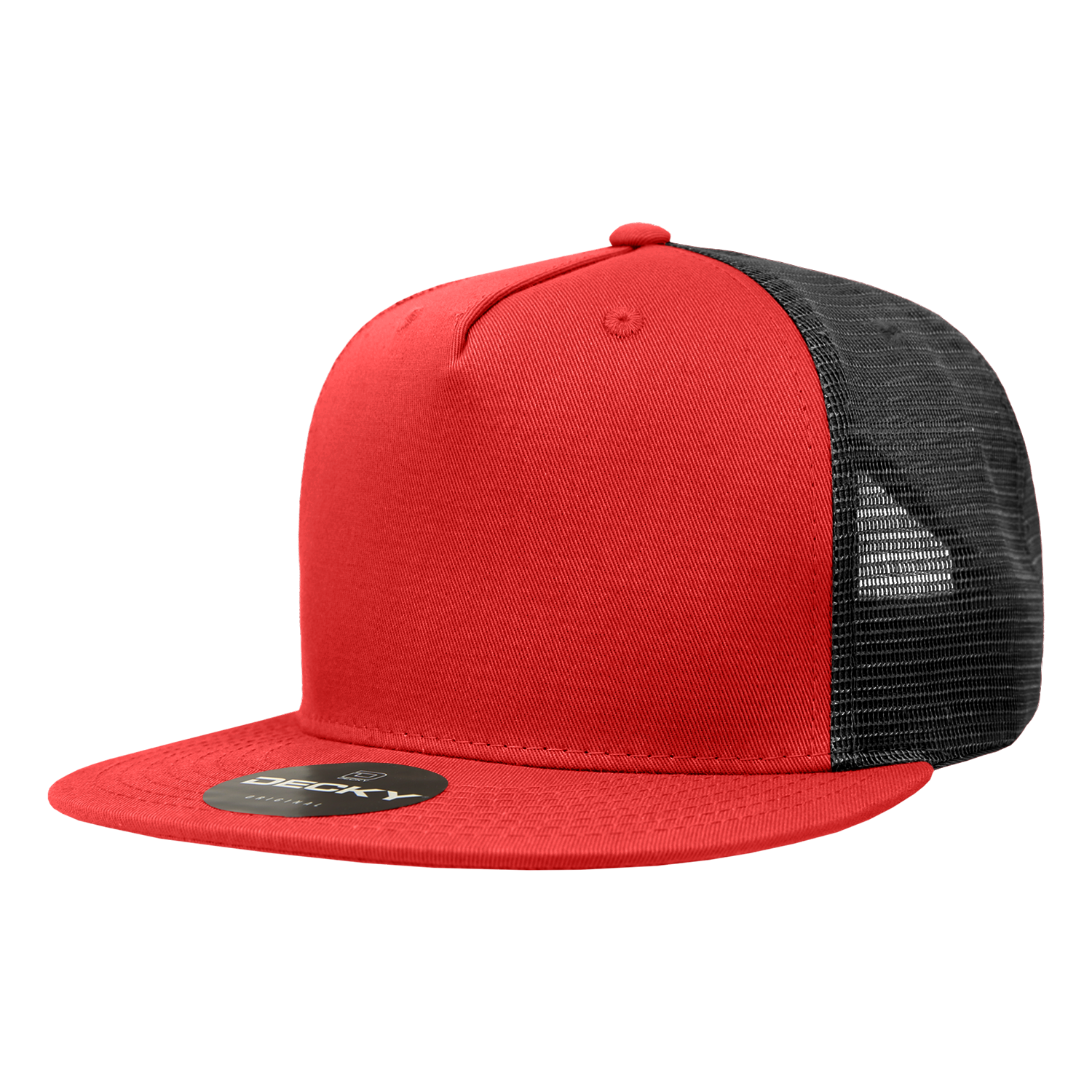Decky 1040 Classic 5 Panel Cot. Trucker Cap - Red Black