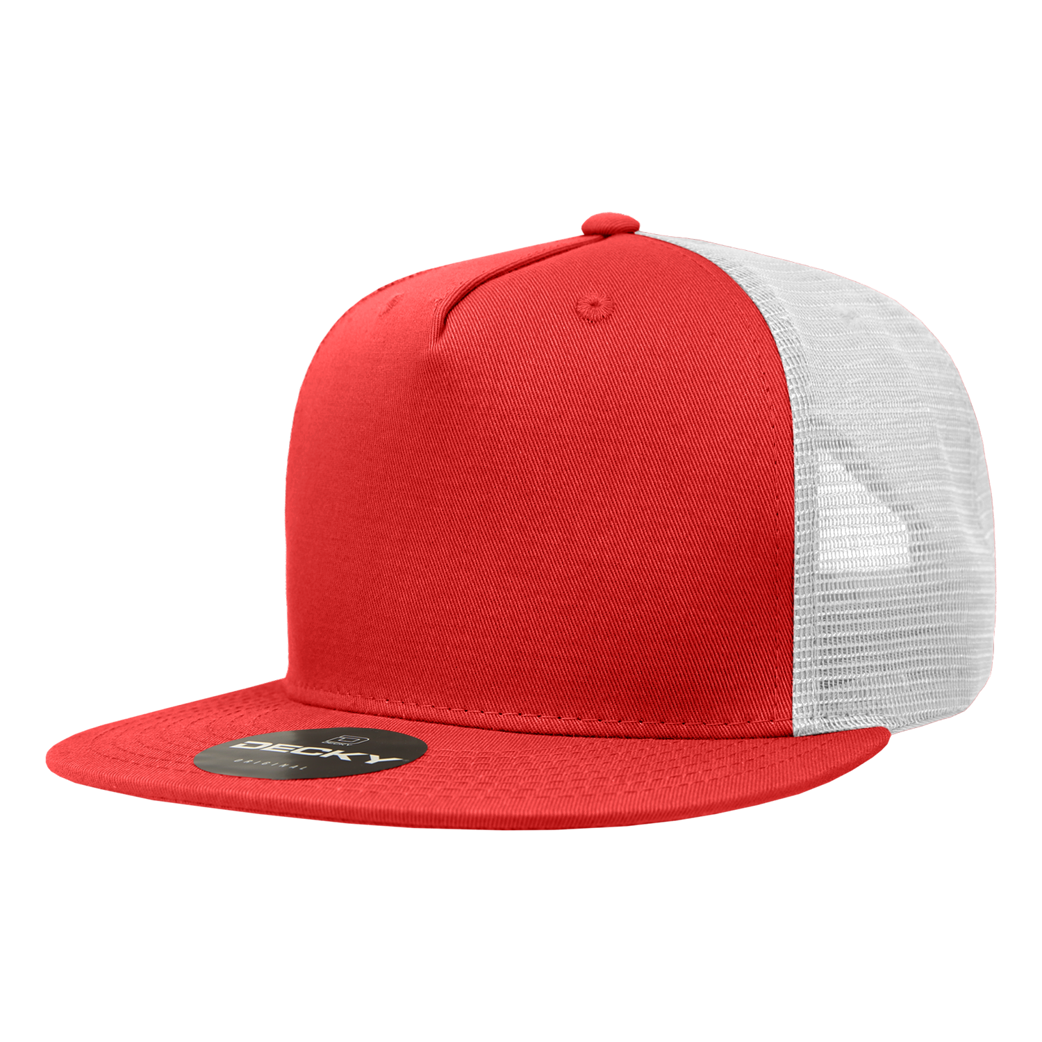 Decky 1040 Classic 5 Panel Cot. Trucker Cap - Red White