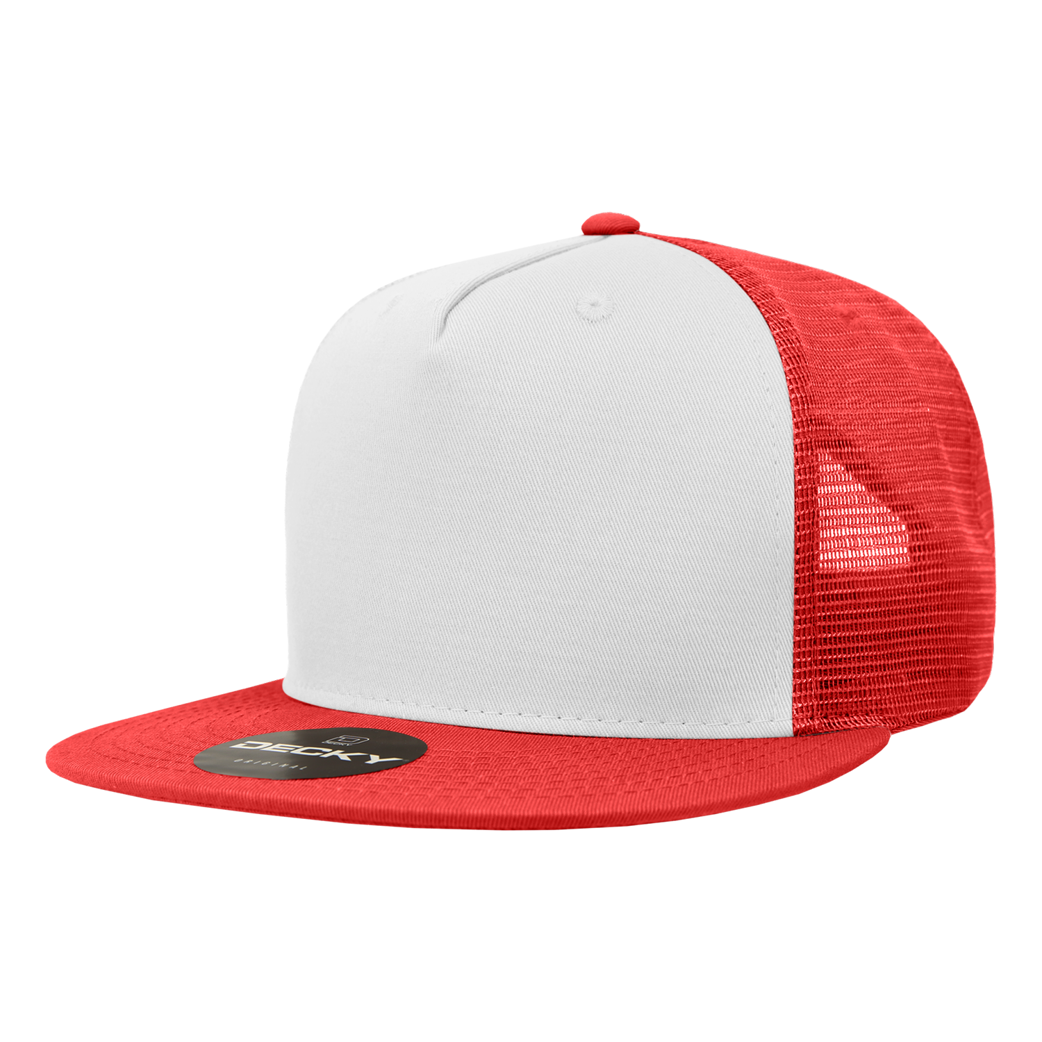 Decky 1040 Classic 5 Panel Cot. Trucker Cap - Red White