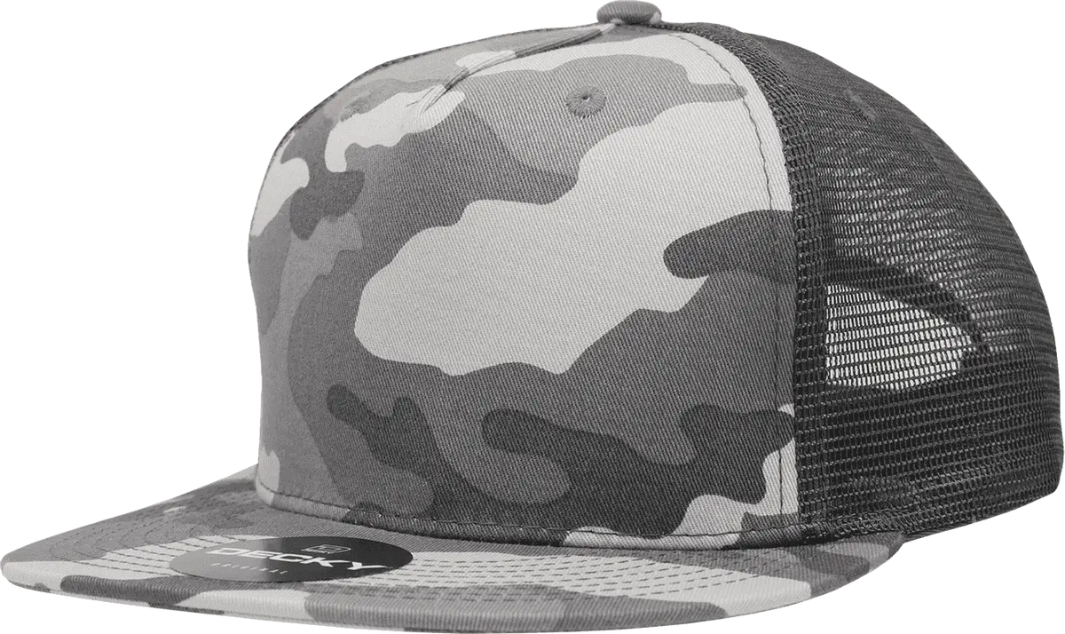 Decky 1040 Classic 5 Panel Cot. Trucker Cap - Urban Camo