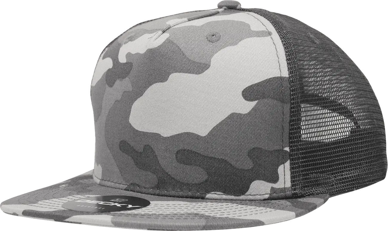 Decky 1040 Classic 5 Panel Cot. Trucker Cap - Urban Camo