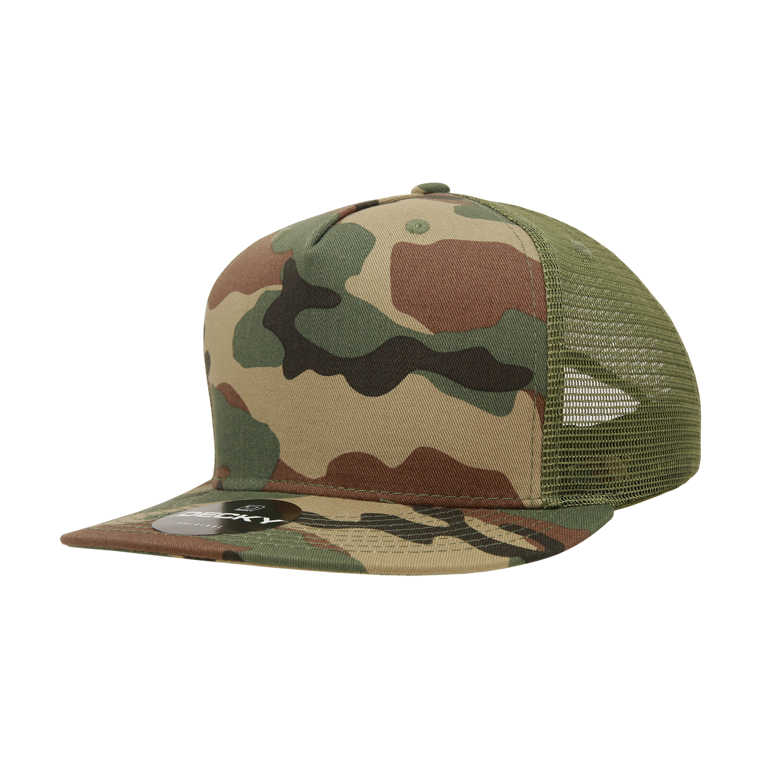 Decky 1040 Classic 5 Panel Cot. Trucker Cap - Woodland Olive