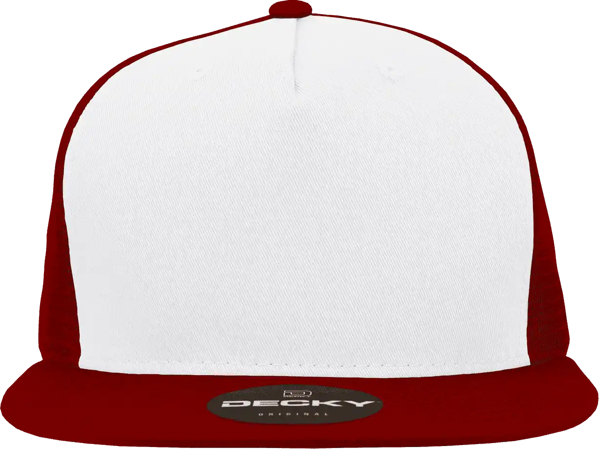 Decky 1040 Classic 5 Panel Trucker Cap - White Cardinal - one Size Fits Most