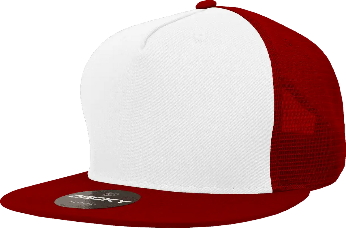 Decky 1040 Classic 5 Panel Trucker Cap - White Cardinal - one Size Fits Most