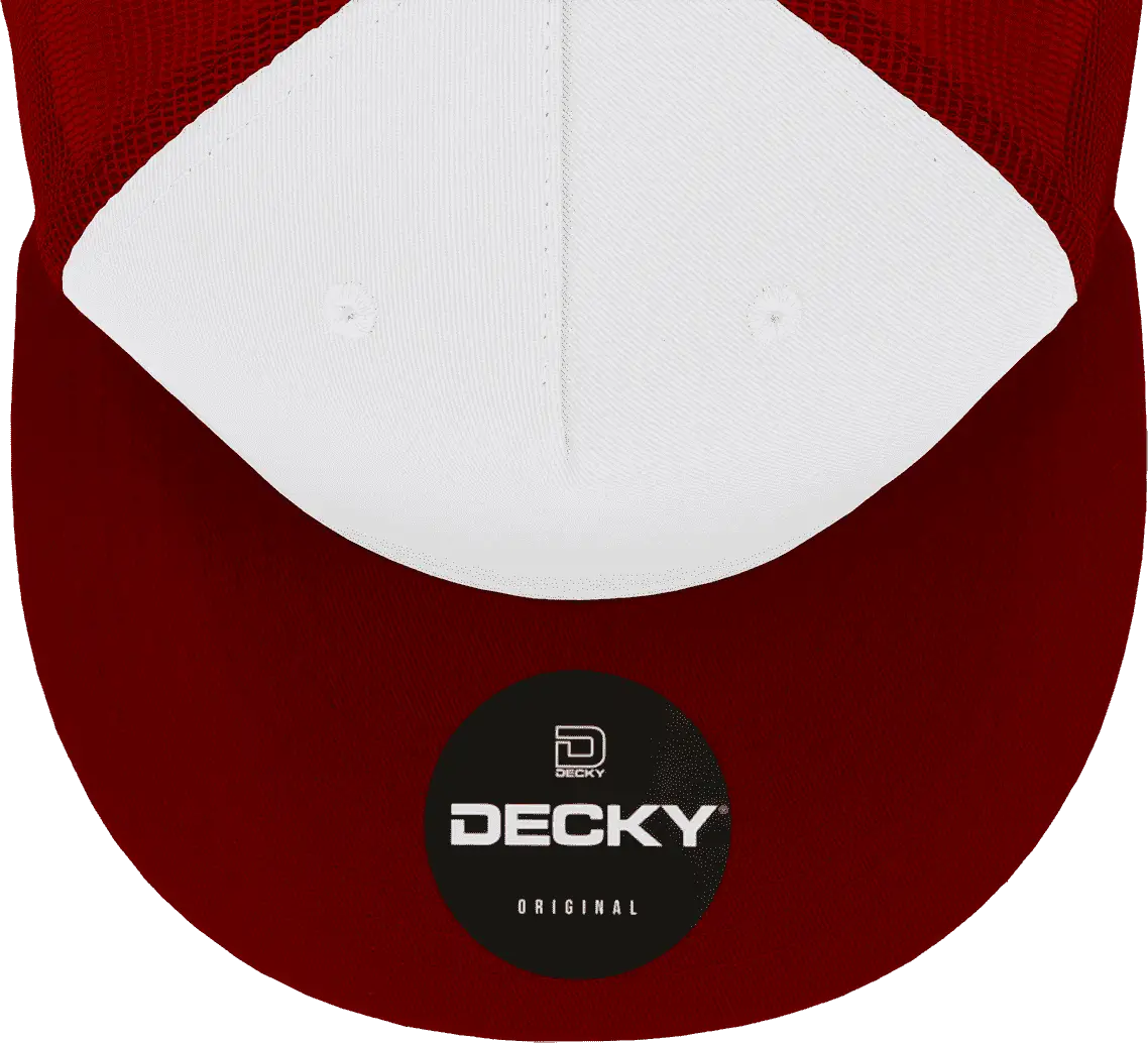 Decky 1040 Classic 5 Panel Trucker Cap - White Cardinal - one Size Fits Most