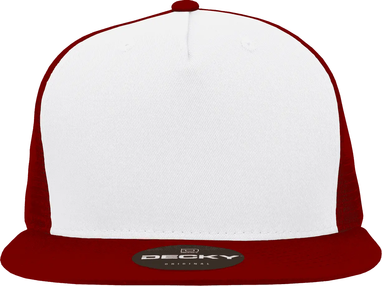 Decky 1040 Classic 5 Panel Trucker Cap - White Cardinal