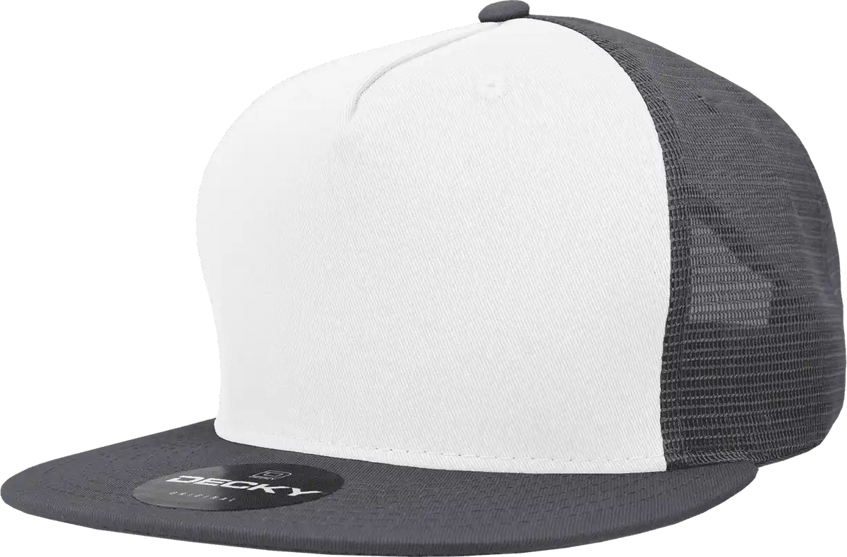 Decky 1040 Classic 5 Panel Trucker Cap - White Charcoal - Dark Gray / one Size Fits Most