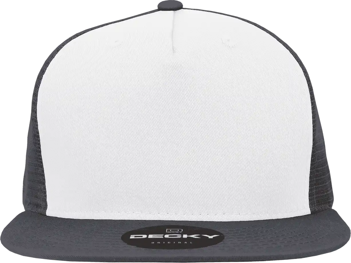 Decky 1040 Classic 5 Panel Trucker Cap - White Charcoal - Dark Gray / one Size Fits Most