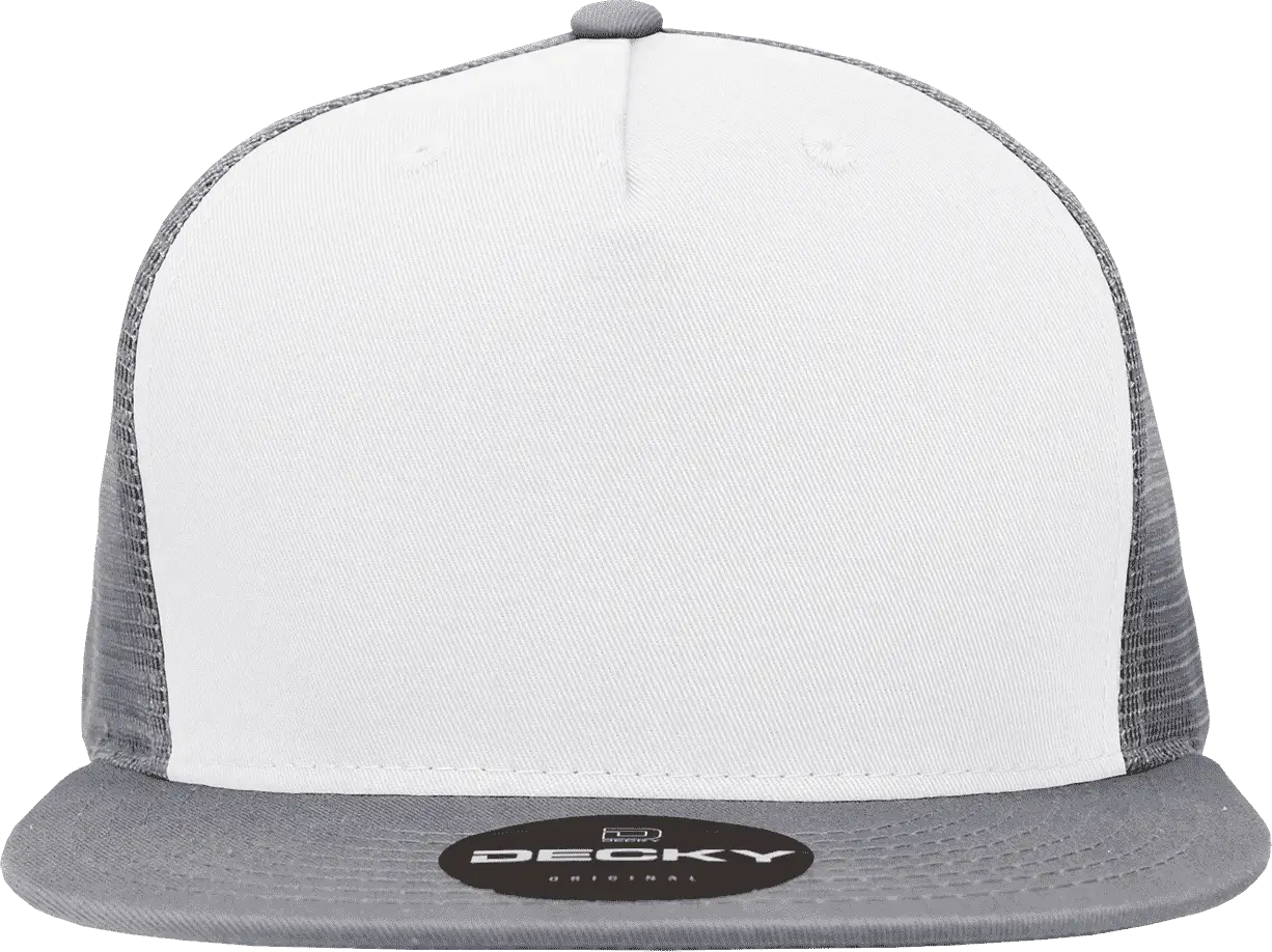 Decky 1040 Classic 5 Panel Trucker Cap - White Gray