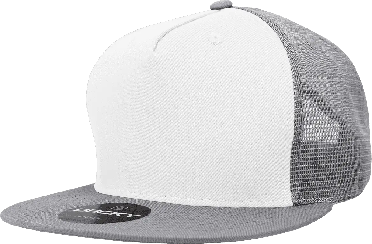 Decky 1040 Classic 5 Panel Trucker Cap - White Gray