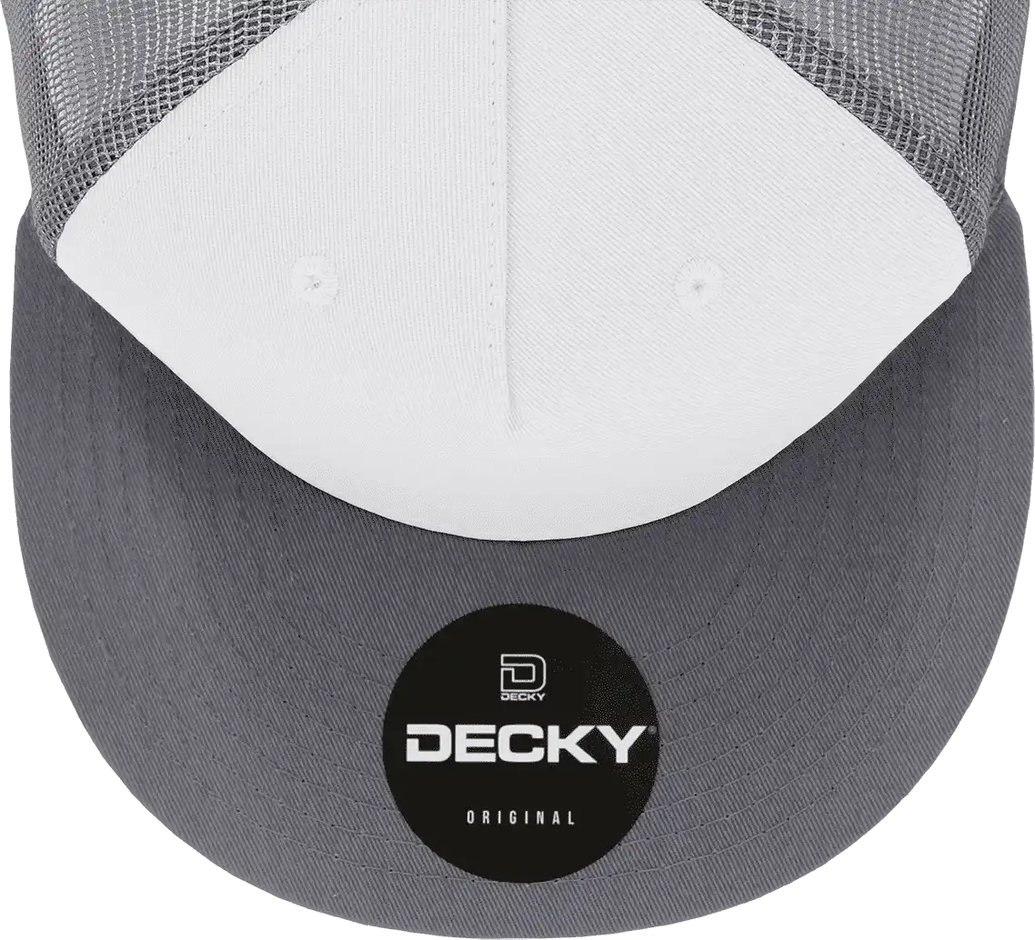 Decky 1040 Classic 5 Panel Trucker Cap - White Gray - one Size Fits Most