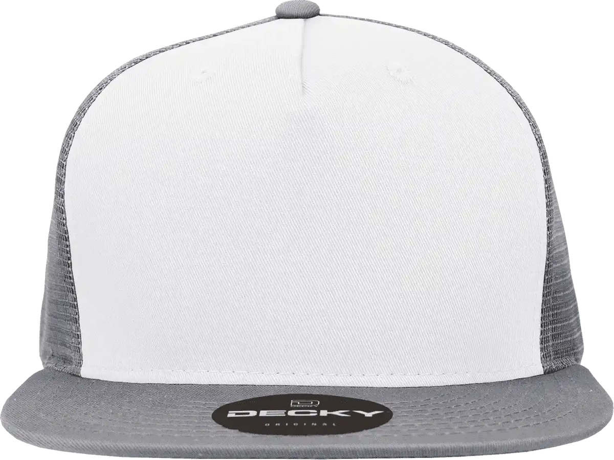 Decky 1040 Classic 5 Panel Trucker Cap - White Gray - one Size Fits Most