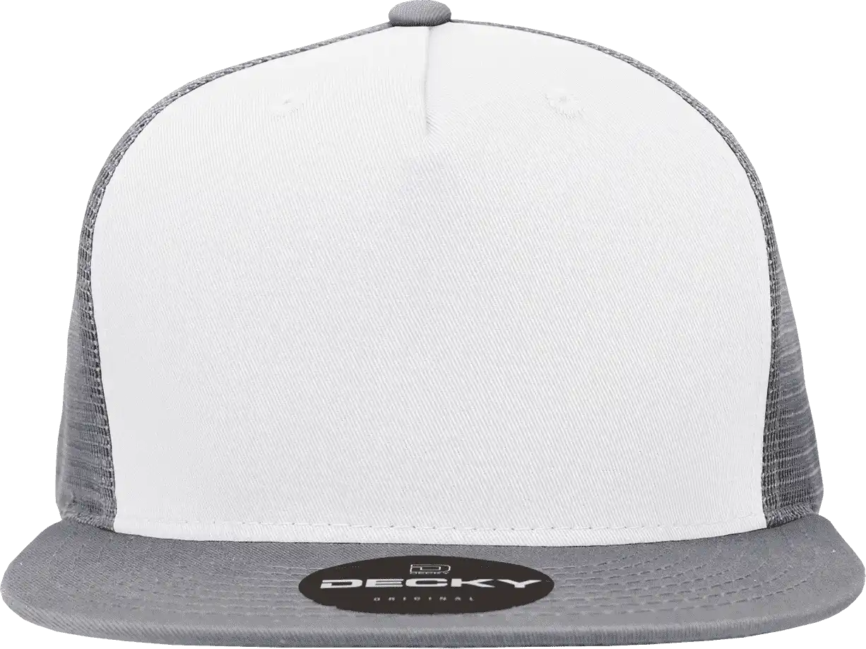 Decky 1040 Classic 5 Panel Trucker Cap - White Gray - one Size Fits Most