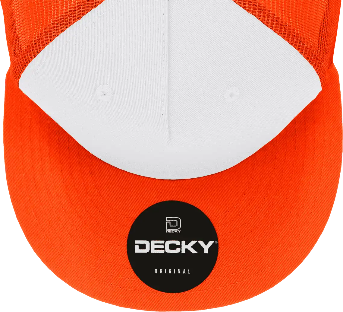 Decky 1040 Classic 5 Panel Trucker Cap White Orange / one Size Fits Most