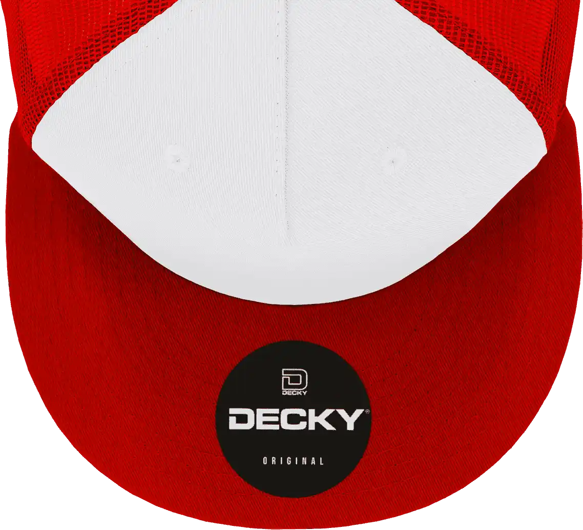 Decky 1040 Classic 5 Panel Trucker Cap - White Red - one Size Fits Most