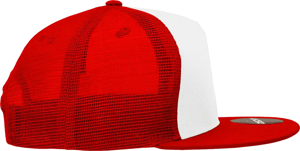 Decky 1040 Classic 5 Panel Trucker Cap - White Red - one Size Fits Most